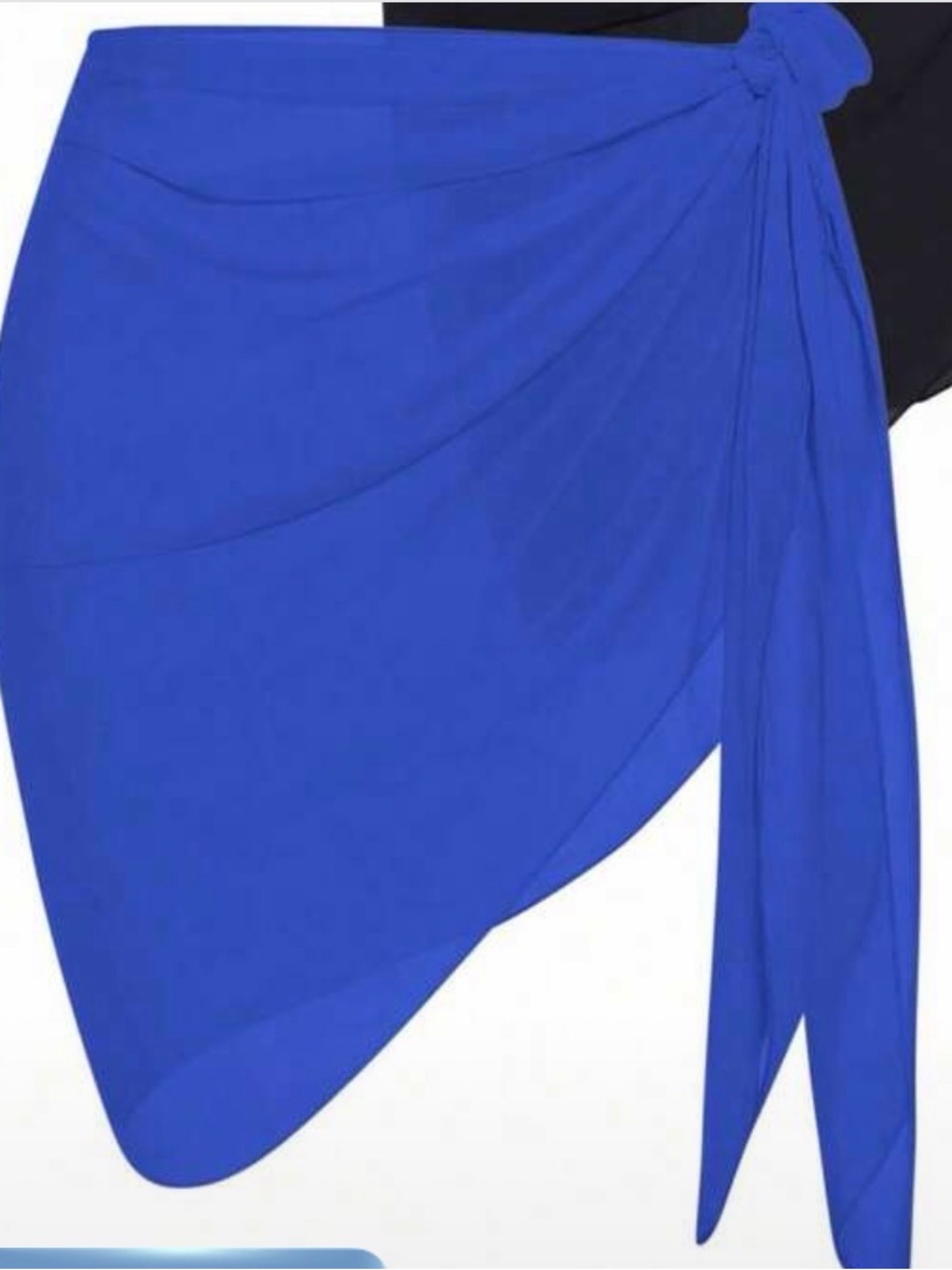 SHEIN Royal Blue Asymmetrical Tie-Waist draped bathing suit cover up